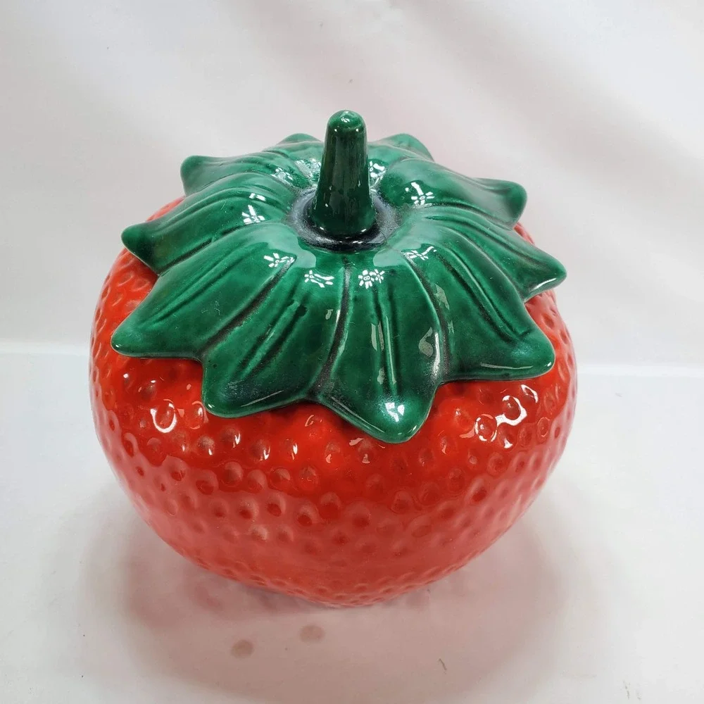 Marcia of California Strawberry Cookie Jar Red Vintage MCM Ceramic‎ USA